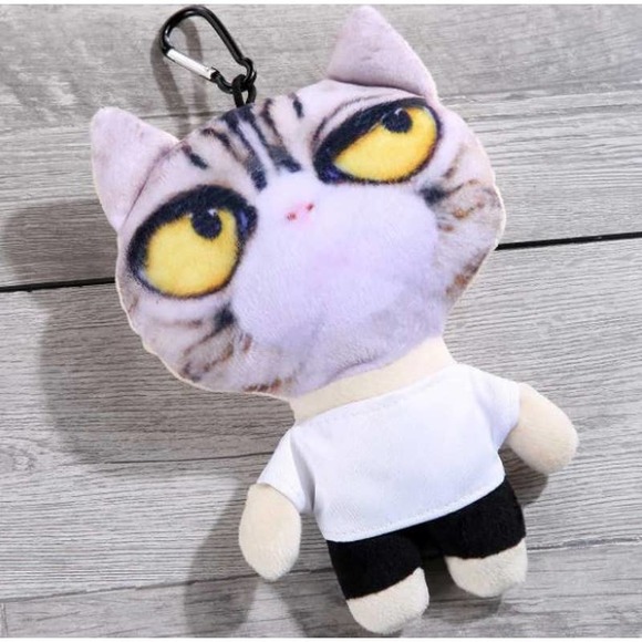 Machine Gun Kitty Jumbo Stuffed 3D Key Fob Keyring - Picture 1 of 1